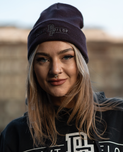 Beanie - Plum w/ Grey