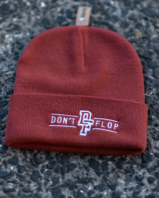 Beanie - Rust w/ White